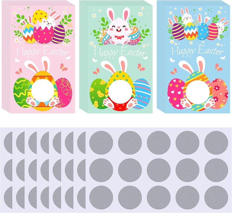 INKNOTE 120 PCS Easter Scratch Off Games Cards 3 Styles DIY Blank Gift Certificates for Business Hair Beauty Makeup Salon Spa Restaurant DIY Coupon Theme Party - Image 1